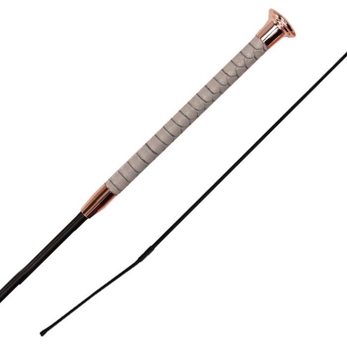 2023 Woof Wear Reptile 100cm Dressage Whip WH0010-GYRG-100 - Grey / Rose Gold